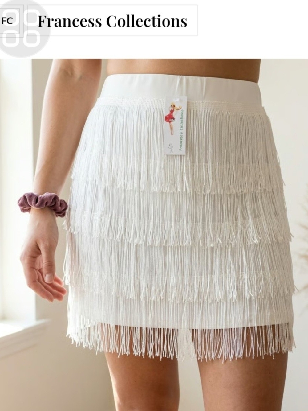 Francesca's Collections White Fringe Tiered Mini Dress